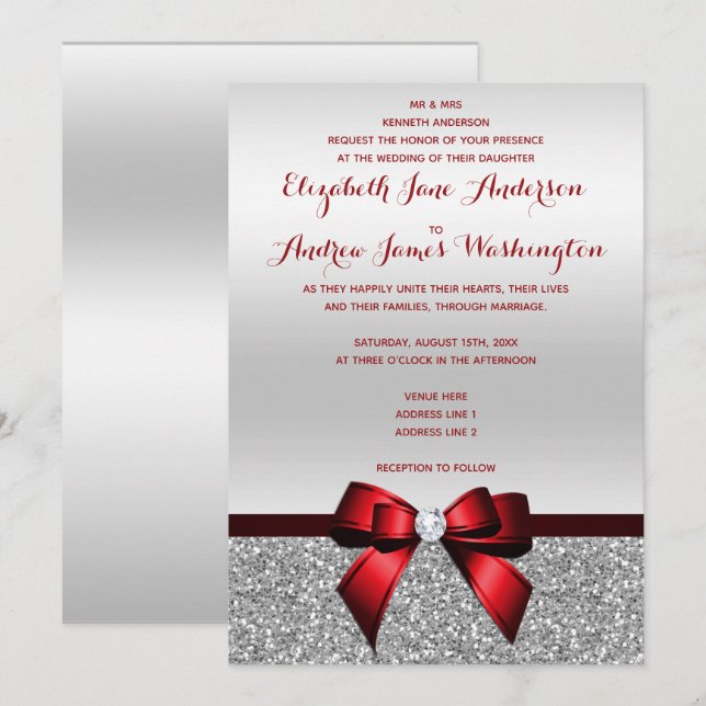 Invitation Mariage rose romantique élégant de parties (Devant / Derrière)