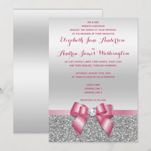 Invitation Mariage rose romantique élégant de parties