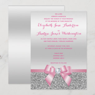 Invitation Mariage rose romantique élégant de parties