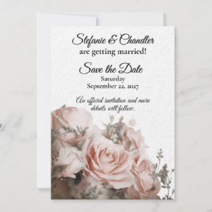 Invitation Mariage Rose rose clair délicat Enregistrer la dat