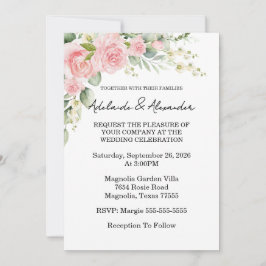 Invitation Mariage rose Rose de jardin