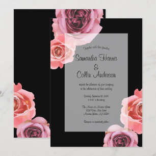 Invitation Mariage Rose rose et pourpre