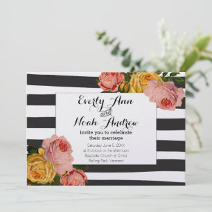 Invitation Mariage rose rose jaune rose noire