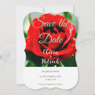Invitation Mariage Rose Rouge Enregistrer la Date
