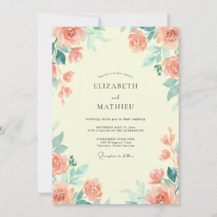Invitation Mariage Rose Saumon Mousse de Mer