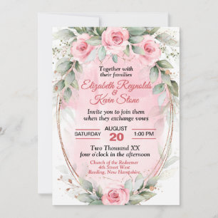 Invitation Mariage Rose Soft Pink & Sage Green