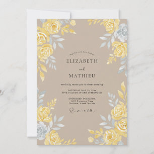 Invitation Mariage Rose Taupe Jaune