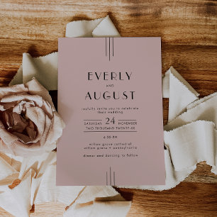 Invitation Mariage rose vif, tout Vintage Art déco