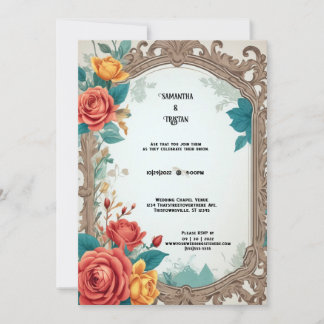 Invitation Mariage Rose vintage