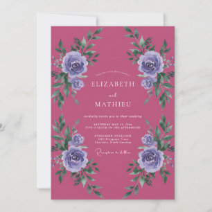 Invitation Mariage Rose Violet Magenta