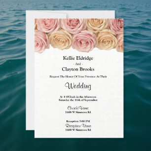Invitation Mariage Roses Fuschia & Champagne