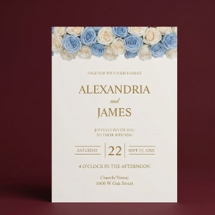 Invitation Mariage Roses Fuschia & Champagne
