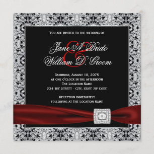 Invitation Mariage rouge et noir de canneberge
