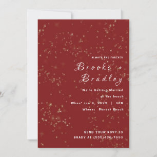 Invitation Mariage Rouge Étincelle Lumineux