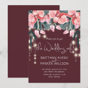 Invitation Mariage rouge floral tropical