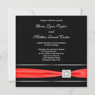 Invitation Mariage rouge noir