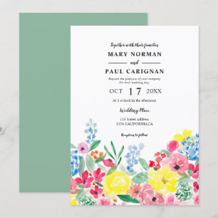 Invitation Mariage rouge rustique rose rose floral