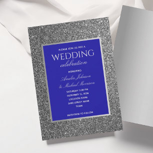 Invitation Mariage Royal Bleu et Argent