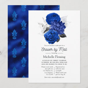 Invitation Mariage Royal Bleu et Argent Floral Shower par la 