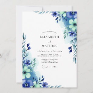 Invitation Mariage royal bleu éthéré d'hiver