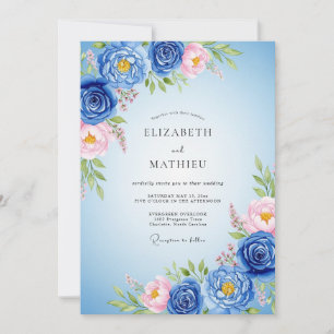 Invitation Mariage Royal Bleu Luxuriant de Printemps