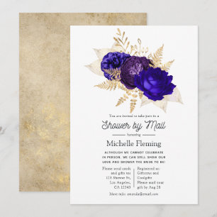 Invitation Mariage Royal Bleu, Violet et Or par la Poste