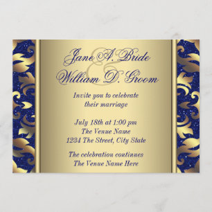 Invitation Mariage Royal Blue and Gold