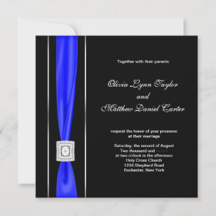Invitation Mariage Royal Blue Black Bow