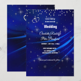 Invitation Mariage Royal Blue Diamonds and Hearts