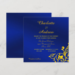 Invitation Mariage Royal Blue et Gold