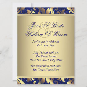 Invitation Mariage Royal Blue et Gold