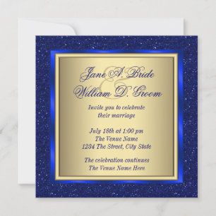 Invitation Mariage Royal Blue et Gold