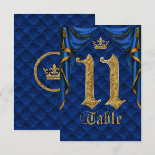 Invitation Mariage Royal Blue Gold Crown Numéro de tableau 11