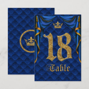 Invitation Mariage Royal Blue Gold Crown Numéro de tableau 18