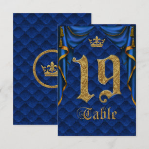 Invitation Mariage Royal Blue Gold Crown Numéro de tableau 19