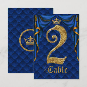 Invitation Mariage Royal Blue Gold Crown Tableau Numéro 2