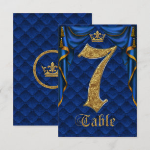 Invitation Mariage Royal Blue Gold Crown Tableau Numéro 7