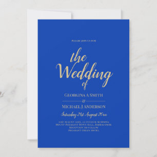 Invitation Mariage Royal Blue Monochrome moderne