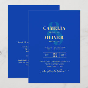 Invitation Mariage Royal Blue Monochrome moderne INVITE