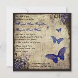 Invitation Mariage Royal Blue Vintage papillon