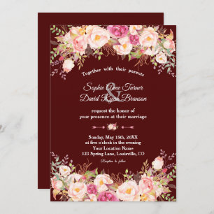 Invitation Mariage Royal Bourgogne rose