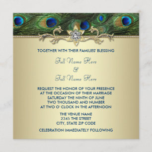 Invitation Mariage Royal Indien Paon Or Vert Emeraude
