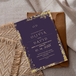 Invitation Mariage Royal Purple Gold moderne