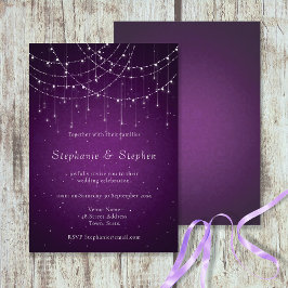 Invitation Mariage Royal Purple Swirl & String Lights