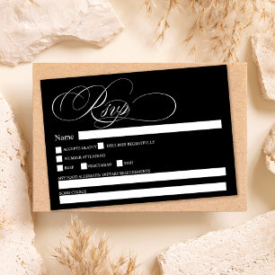 Invitation Mariage rsvp chic en calligraphie noire blanche