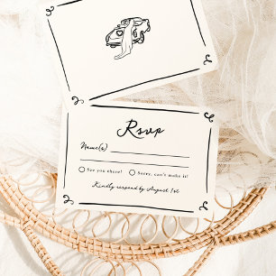Invitation Mariage RSVP Dessiné à la Main de Manière Fantaisi