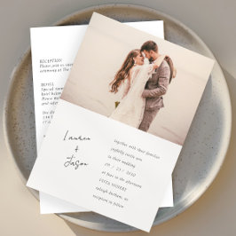 Invitation Mariage RSVP minimaliste photo noir et blanc