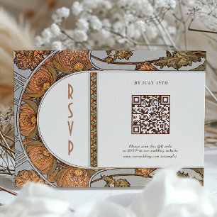 Invitation Mariage RSVP QR Code Art Nouveau Vintage Mucha