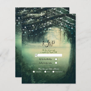 Invitation Mariage RSVP vert de la forêt enchantée