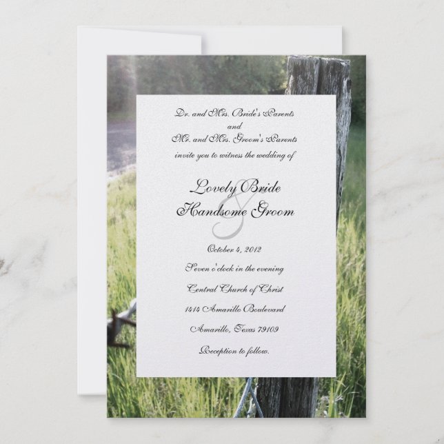 Invitation Mariage russe de Fencepost et Barbed Wire (Devant)